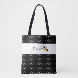 Busy Bee, Tiny White Dots Shoulder Tote Tygkasse