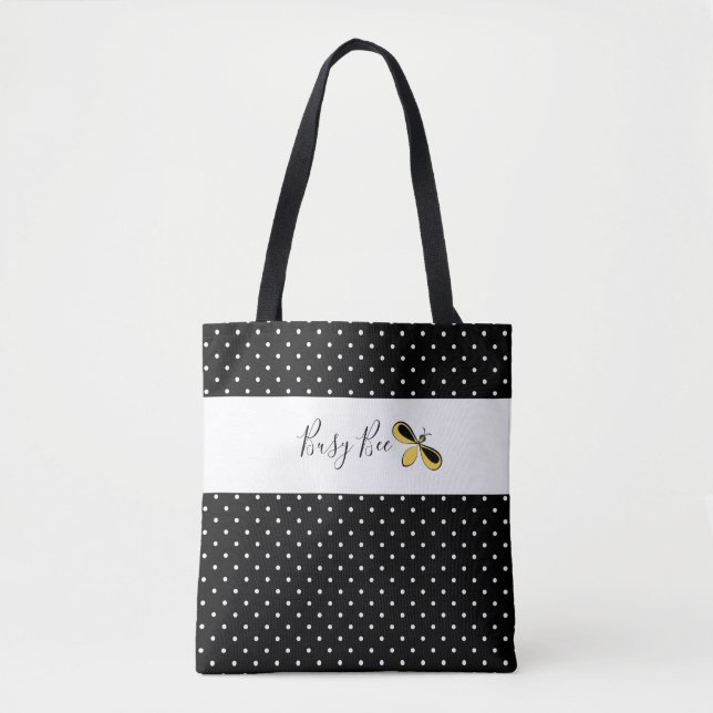 Busy Bee, Tiny White Dots Shoulder Tote Tygkasse (Framsida)