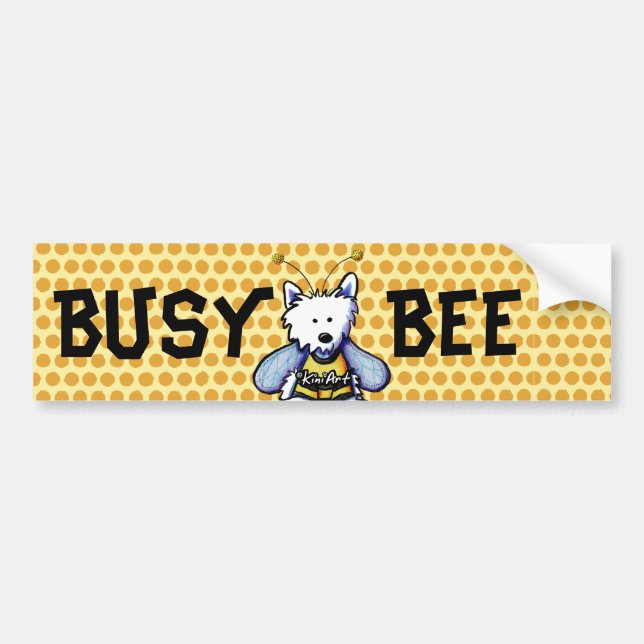 Busy Bee Westie Bumper Sticker Bildekal (Framsidan)
