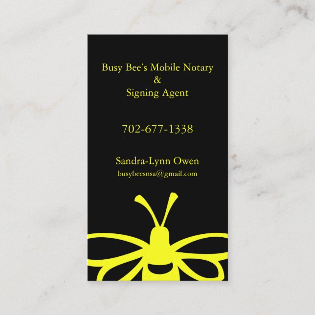 Busy Bees mobilt notarie Loyalty Card $20 Pengarar Visitkort (Framsida)