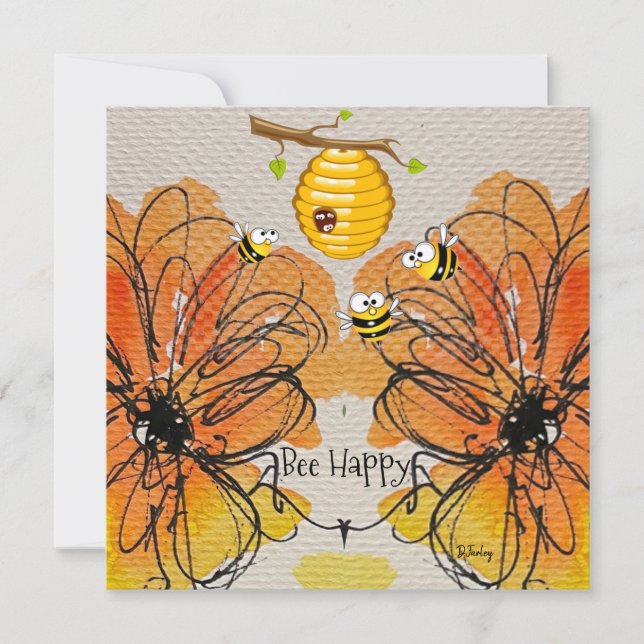 Busy Bees Notecard Tack Kort (Framsida)