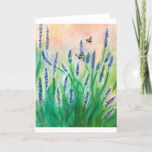 Busy Bees on Salvia Card<Blank Inside> Inbjudan