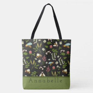 Busy bin och blommor anpassar sig tygkasse