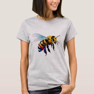 Busy Bumble Bee Honey Bee With Iridescent Wings T Shirt