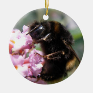 Busy Bumblebee and Rosa Flowers Ornament