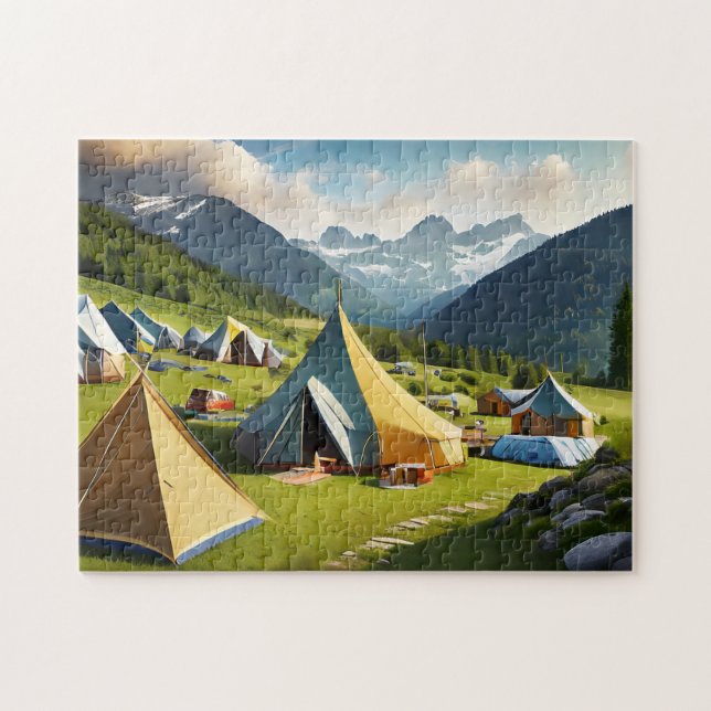 Busy Campsite Easy Brain Art Puzzle Photo Puzzles Pussel (Horisontell)
