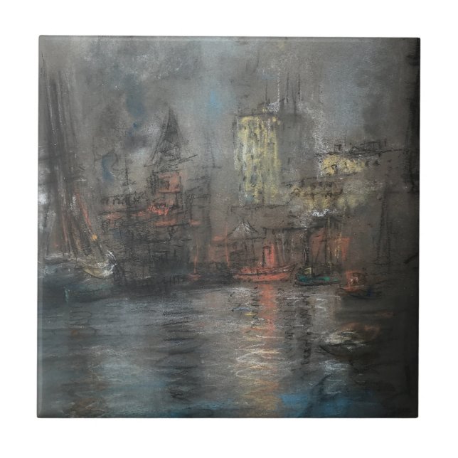 Busy Harbour (av Glenn Cooper Henshaw) Kakelplatta (Framsidan)