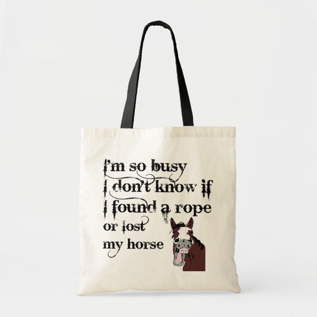 Busy Horse Owner Stressar Tecknaden Citat Funny Tygkasse (Framsidan)