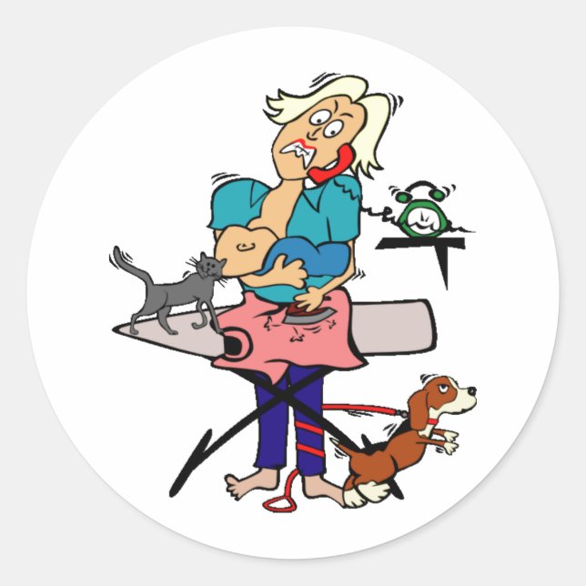 Busy Mamma Runt Klistermärke (Framsida)