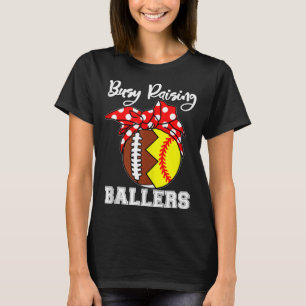 Busy Raising Ballers Mamma Funny Football Softball T Shirt