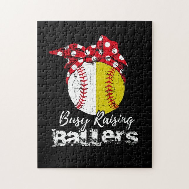 Busy Raising Ballers Softball Baseball Pussel (Vertikal)