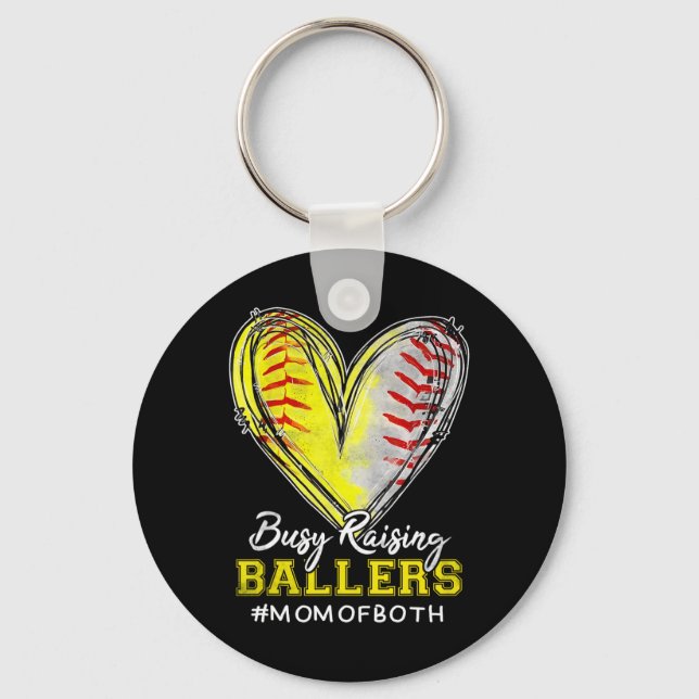 Busy Raising Llers Heart Mamma of Båda Softll Sell Nyckelring (Framsida)