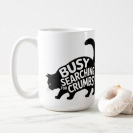 Busy Searching for Crumbs Fat Cat Diet Humor Kaffemugg