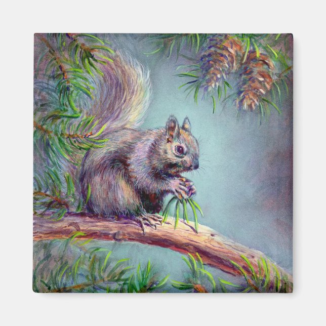 BUSY SQUIRREL by SHARON SHARPE Magnet (Framsidan)