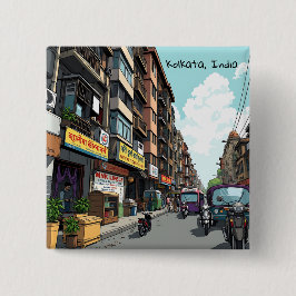 Busy Street of Downtown Kolkata, Indien Knapp