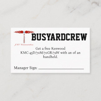 BUSYARDCREW Rabattkod Visitkort