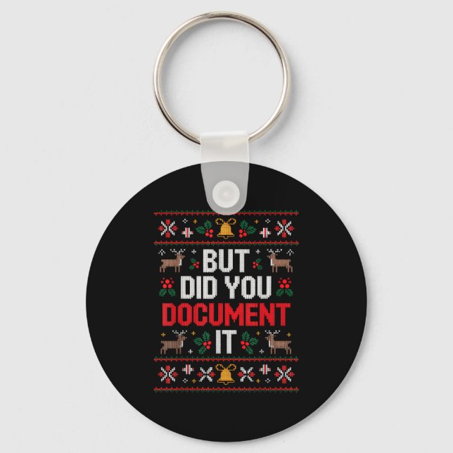 But Did You Doent It Funny Office Christmas Ugly  Nyckelring (Framsida)