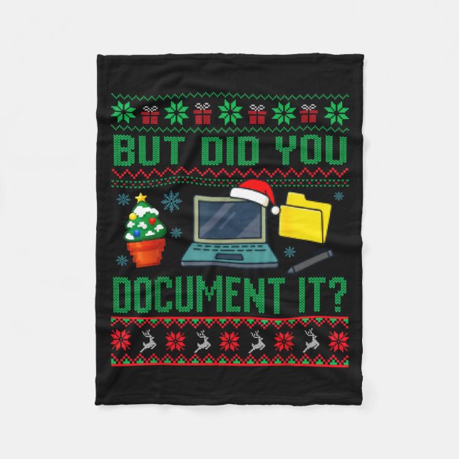 But Did You Doent It Funny Office Christmas Ugly S Fleecefilt (Framsidan)