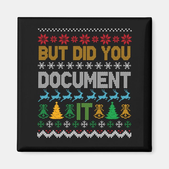 But Did You Doent It Ugly Funny Christmas Sweater  Magnet (Framsidan)