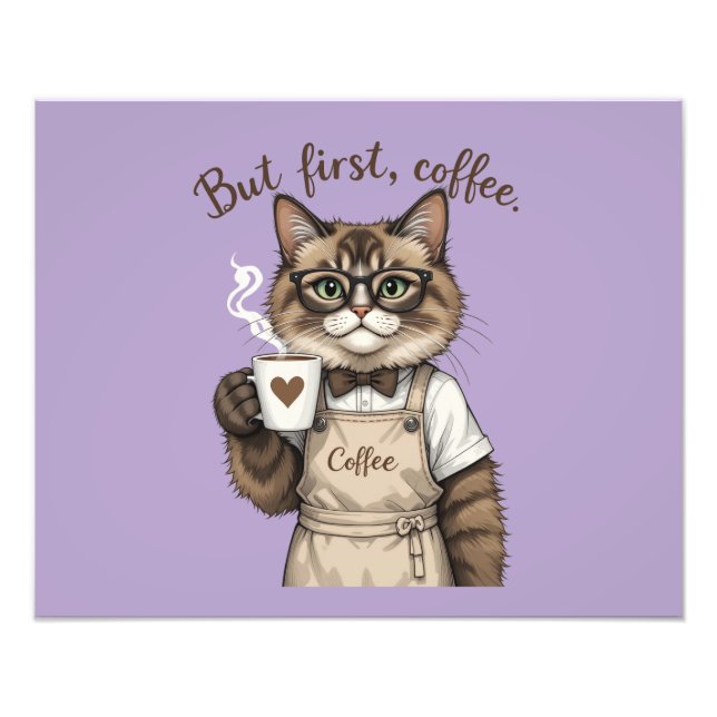 But First, Coffee Cat Fototryck (Framsidan)