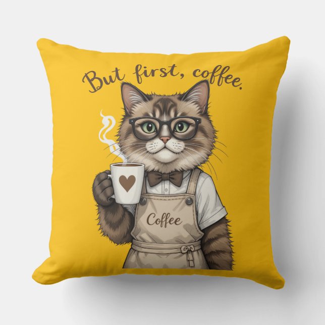 But First, Coffee Cat Kudde (Framsida)