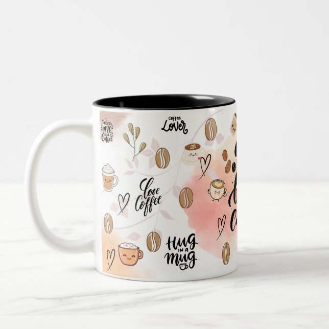 But First, Coffee – Cute Aesthetic Coffee Mug  Två-Tonad Mugg (Vänster)