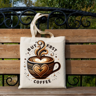 But First Coffee – Swirl & Sparkle Tote Tygkasse