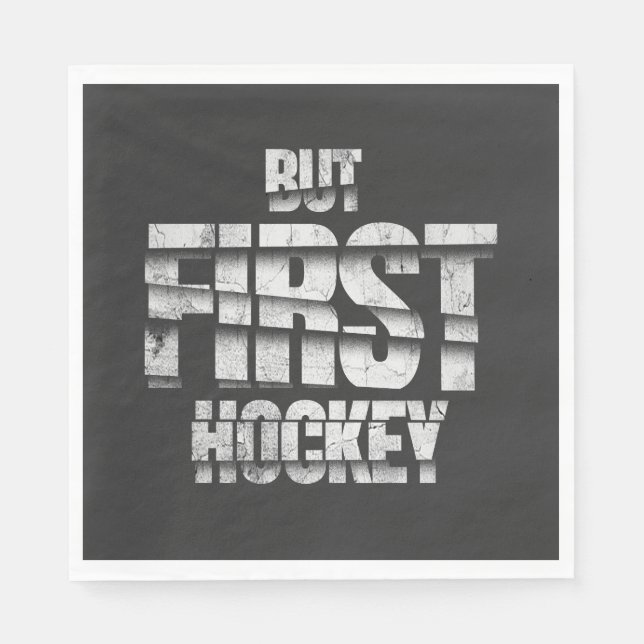 But First Hockey – Funny Hockey Lover Quote Design Pappersservett (Framsidan)