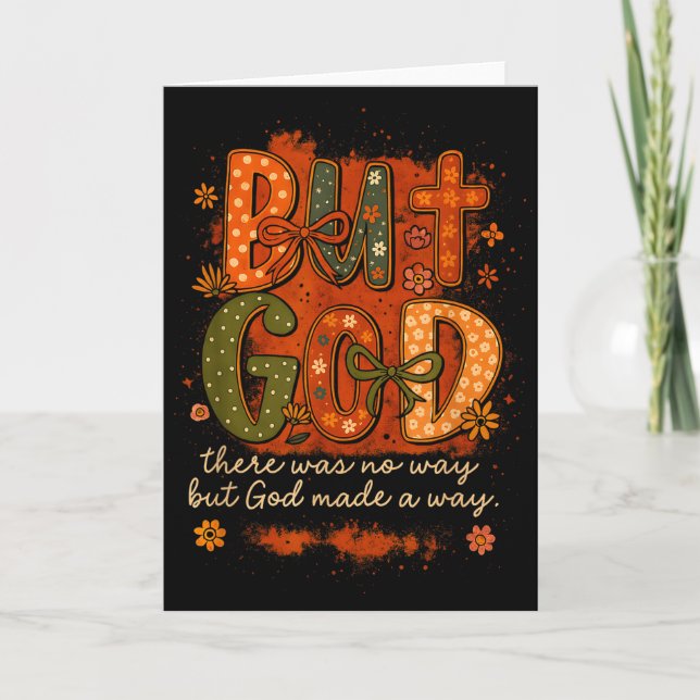 But God Made A Way Floral Faith Quote Christian Gi Kort (Framsida)