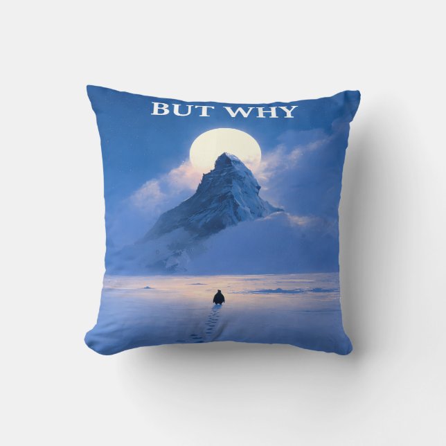 But Why Throw Pillow Minimal Quote Aesthetic Kudde (Framsida)