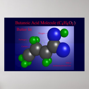 Butansyra, molekyl (tryck) poster