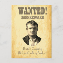 Butch Cassidy ville 🚨 Vilda western Outlaw Poster Vykort