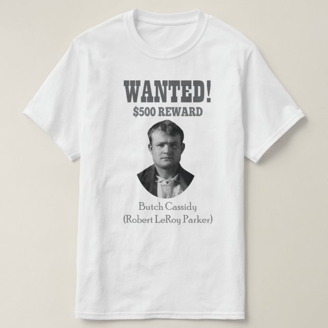 Butch Cassidy Wanted 🚨 Vilda western Outlaw USA T Shirt (Design framsida)