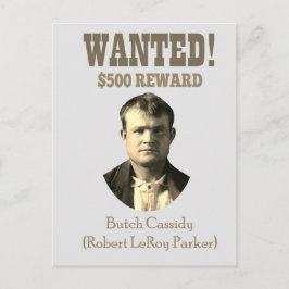 Butch Cassidy Wanted 🚨 Vilda western Outlaw USA Vykort