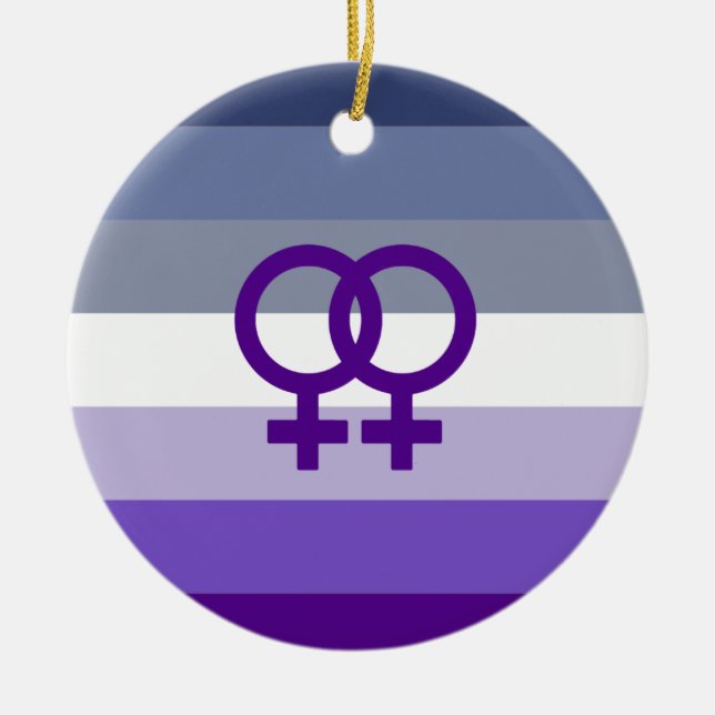 Butch Lesbisk Kärlek WLW Pride Julgransprydnad Keramik (Framsidan)