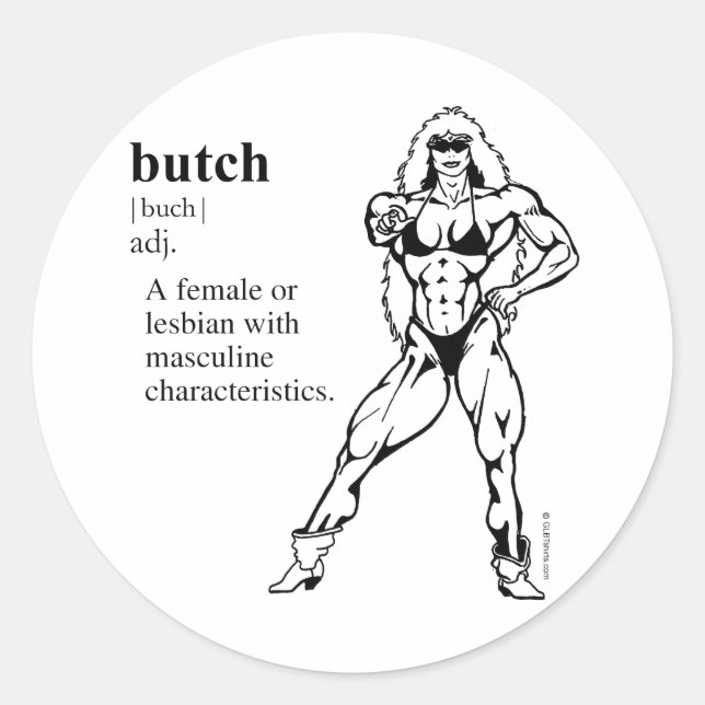 BUTCH (lesbisk) Runt Klistermärke (Framsida)
