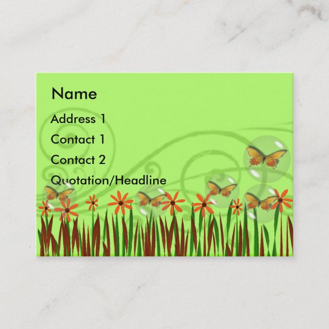 Buterflies in a Bubble - Customized Visitkort (Framsida)