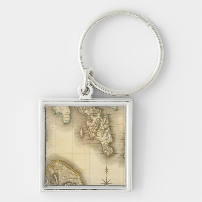 Buteshire Fyrkantig Silverfärgad Nyckelring (Framsidan)