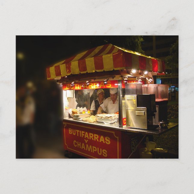 Butifarra Kiosk i en park i Lima, Peru Vykort (Framsida)