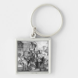 Butifyeren, ett handlag på tiderna, 1762 fyrkantig silverfärgad nyckelring