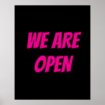 Butikens Open Sign, Black and Rosa Sign
