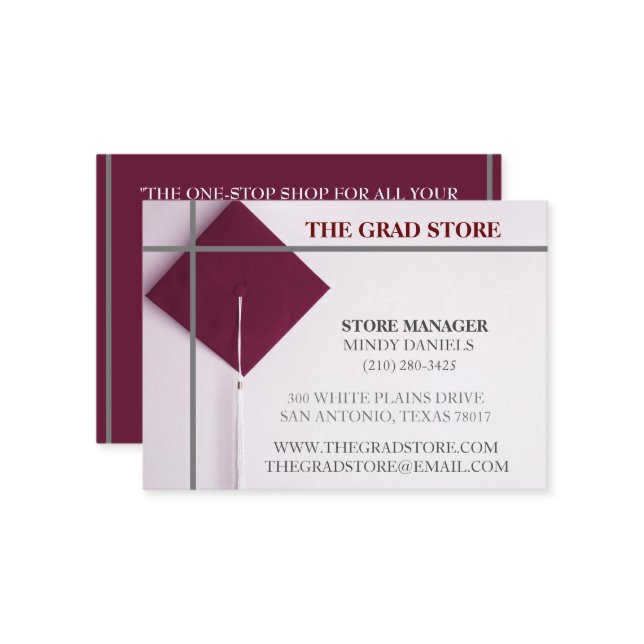 Butiksåterförsäljare Grått & Vin Färg Studentmössa Visitkort (Fram/Back In Situ)