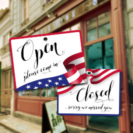 Butiksfönster Glasdörr Hängande Öppen & Stängd sky