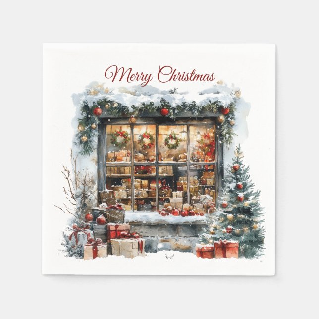 Butiksfönster Jul Butiksfasad  Pappersservett (Framsidan)