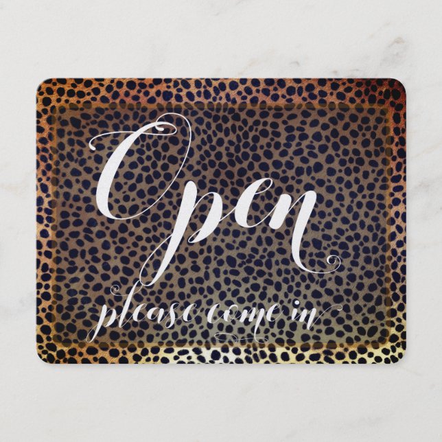 Butiksfönster Leopard Hängande Öppen & Stängd skyl (Framsida)