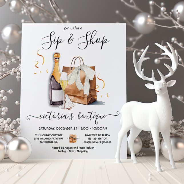 Butikshändelse för helgdag Sip och Shop boutique Inbjudningar (Skapare uppladdad)