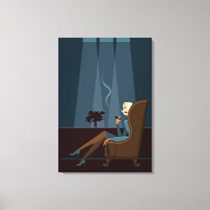 Butikskvinna Rökning Cigar Canvastryck