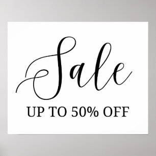 Butique Sale Sign, upp till 50 % rabatt på detaljh Poster