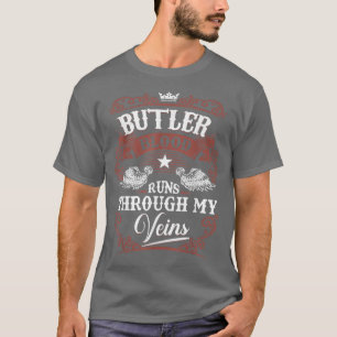 BUTLER Blood Springa genom min familj Veins Namn V T Shirt