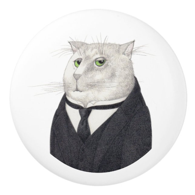 BUTLER CAT Ceramic Knob Knopp (Framsidan)